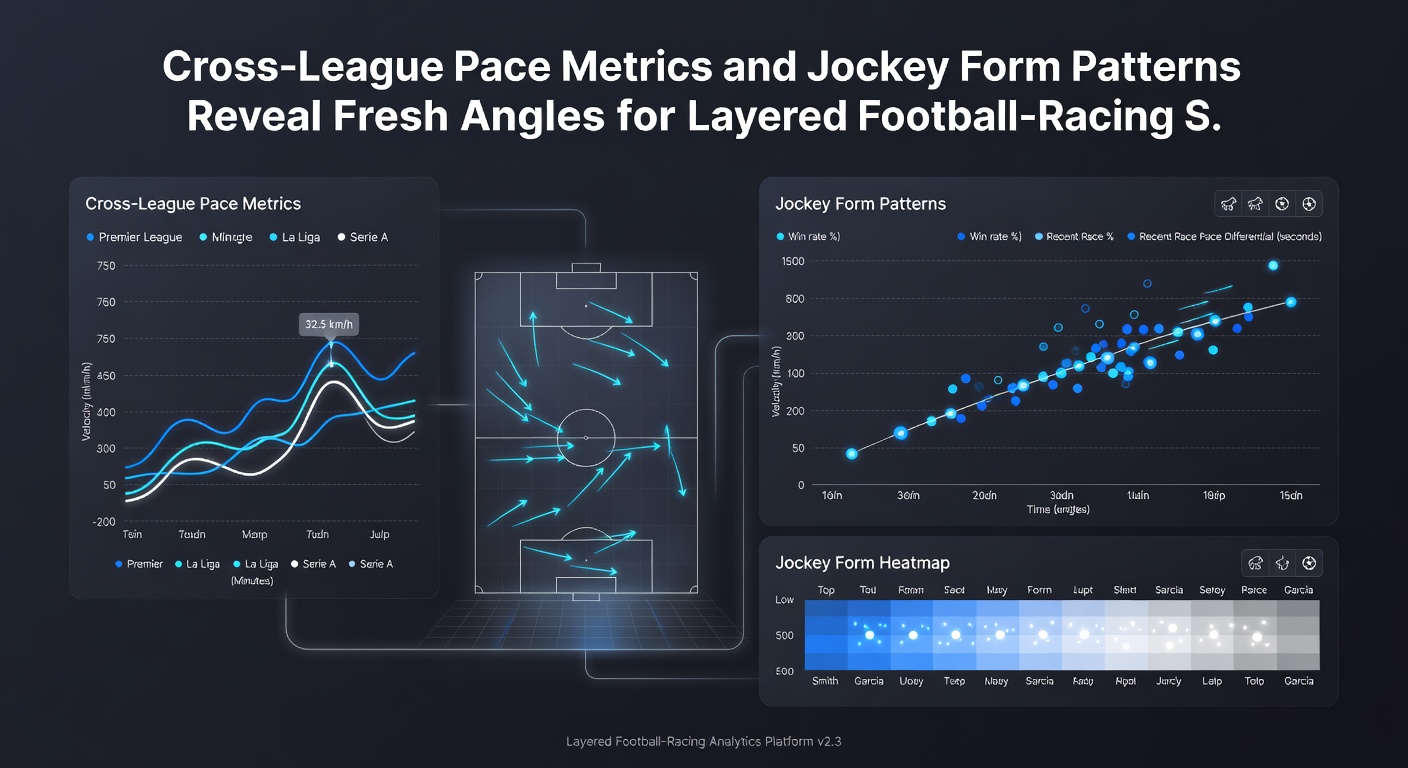Infographic displaying jockey form trends alongside football league pace statistics for multi-sport betting analysis