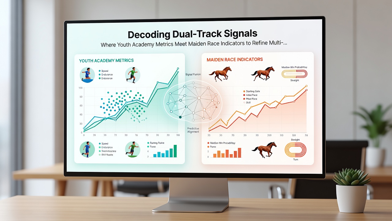 Split screen showing academy player stats overlay and horse racing pace chart used in multi-bet planning