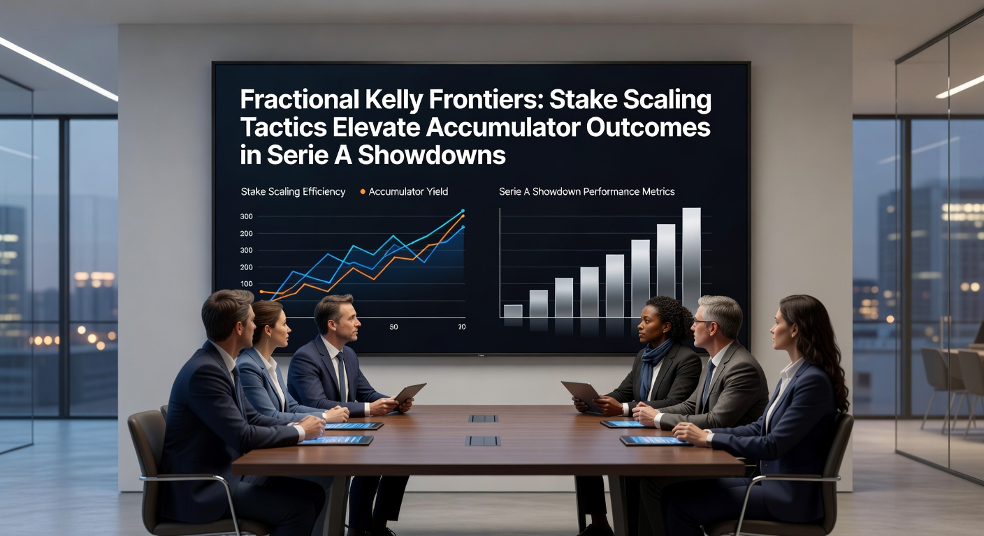 Chart illustrating accumulator payout growth using fractional Kelly scaling versus flat staking, with Serie A and steeplechase legs overlaid