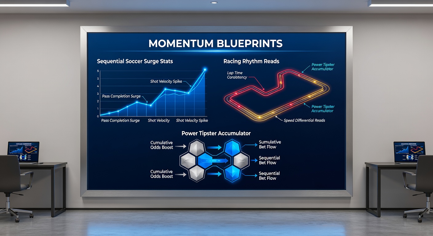 Tipster dashboard displaying accumulator builds from soccer momentum stats and horse racing sectional rhythms