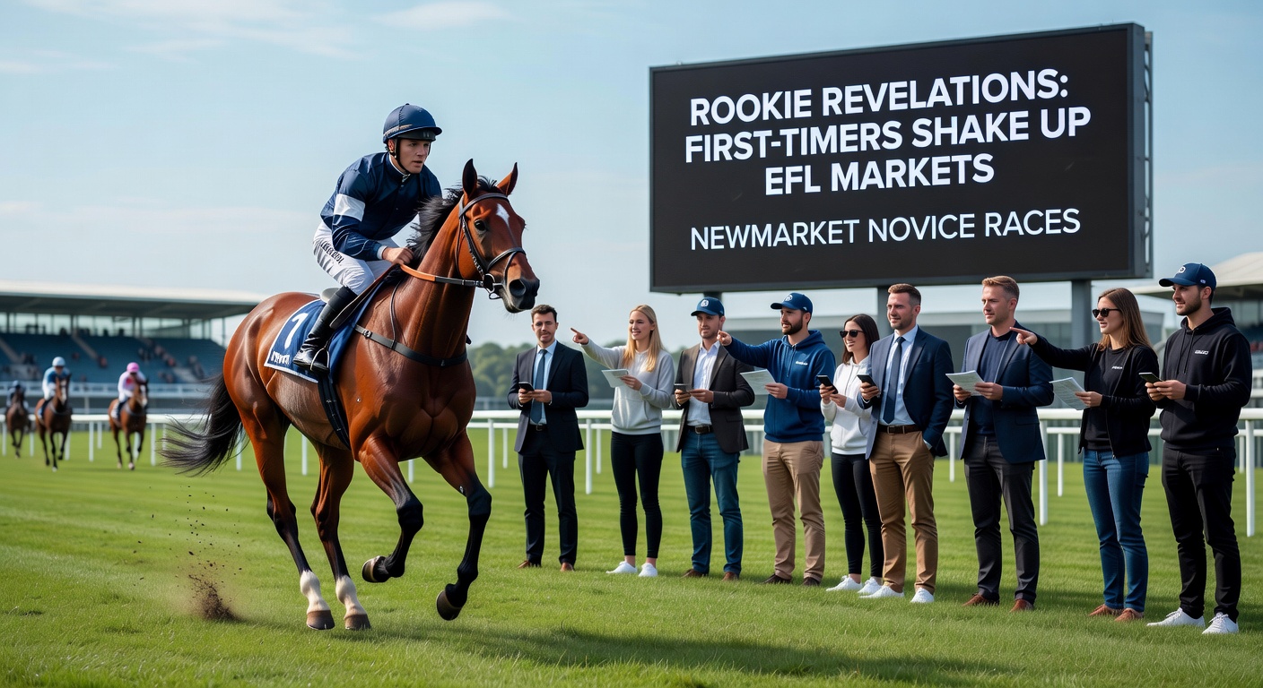 A cluster of young thoroughbreds charging down Newmarket's straight mile, dust flying as novices battle for supremacy in a high-stakes trial race